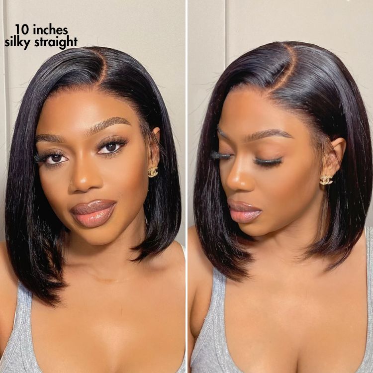 PreMax Wigs - Nature Max Yaki / Silky Bob Ear-to-Ear Glueless 13x6 Frontal HD Lace Short Bob Wig